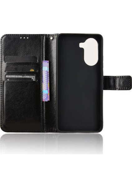 Xiaomi Redmi Için Turbo 4 5g/xiaomi Poco X7 Pro 5g Pu Askı ile Crazy Horse Doku Telefon Cüzdan Kapağı-Balck (Yurt Dışından)