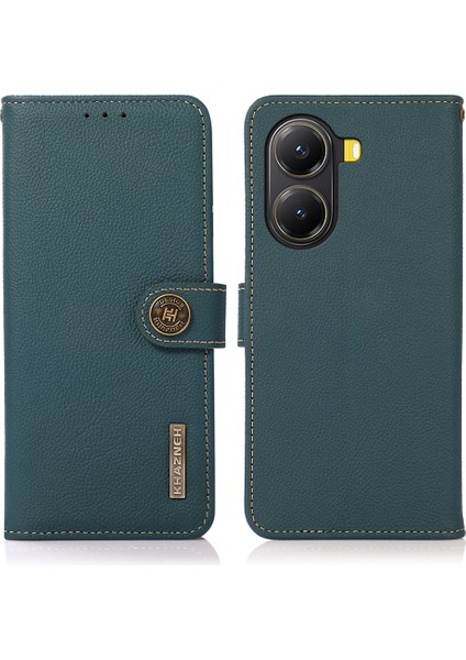 Xiaomi Poco X7 Pro 5g/redmi Turbo 4 5g Kılıf Hakiki Inek Deri Cüzdan Telefon Kapağı-Yeşil (Yurt Dışından)