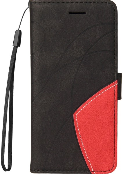 Xiaomi Redmi Note 14 Pro 4g Deri Standlı Cüzdan Için Çift Renkli Ekleme Tasarımı-Balck (Yurt Dışından)