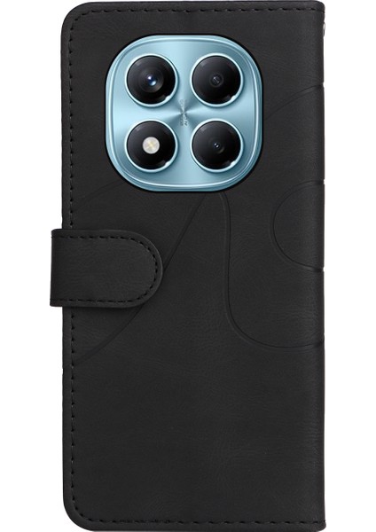 Xiaomi Redmi Note 14 Pro 4g Deri Standlı Cüzdan Için Çift Renkli Ekleme Tasarımı-Balck (Yurt Dışından)