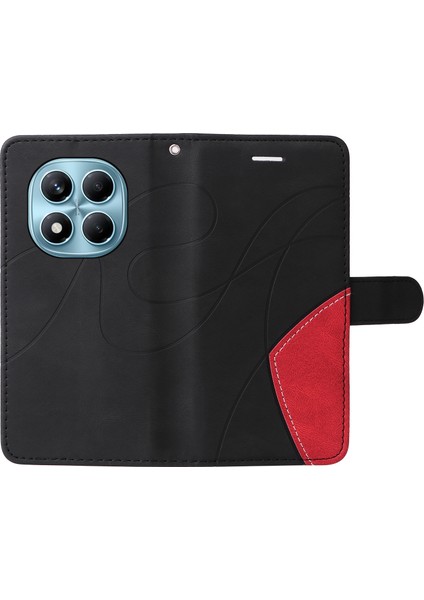 Xiaomi Redmi Note 14 Pro 4g Deri Standlı Cüzdan Için Çift Renkli Ekleme Tasarımı-Balck (Yurt Dışından)