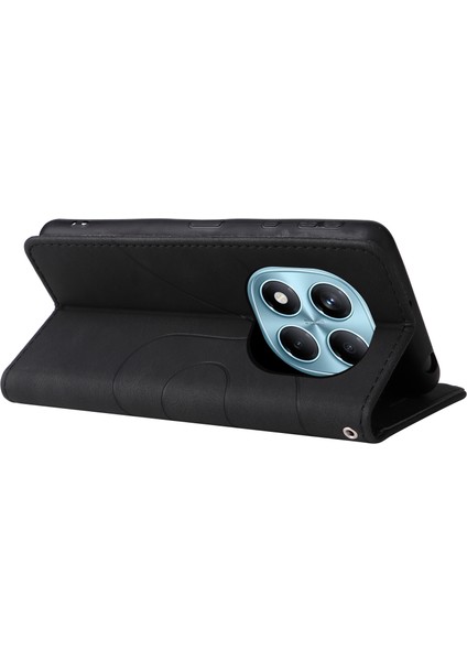 Xiaomi Redmi Note 14 Pro 4g Deri Standlı Cüzdan Için Çift Renkli Ekleme Tasarımı-Balck (Yurt Dışından)