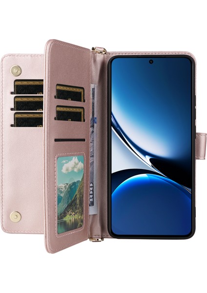 Xiaomi Poco X7 Pro 5g/redmi Turbo 4 5g Için Omuz Askılı Deri Telefon Kapağı-Pembe (Yurt Dışından)