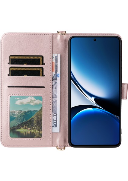 Xiaomi Poco X7 Pro 5g/redmi Turbo 4 5g Için Omuz Askılı Deri Telefon Kapağı-Pembe (Yurt Dışından)