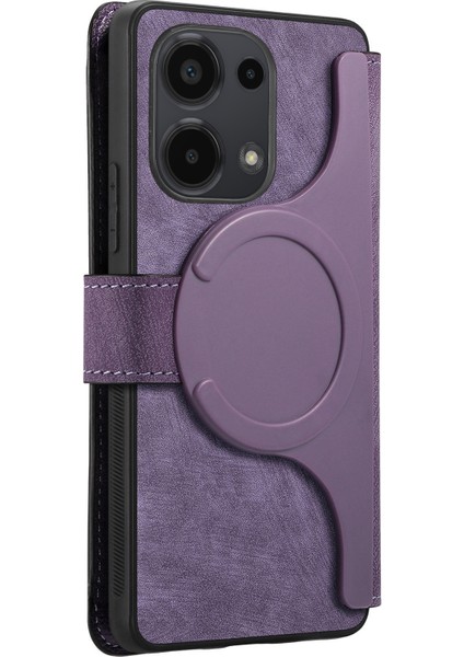 Xiaomi Redmi Için Not 13 Pro 5g Kılıf Caseneo Ayrılabilir Manyetik Rfıd Blok Deri Telefon Cüzdan Kapağı-Mor (Yurt Dışından)