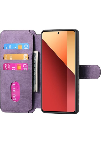 Xiaomi Redmi Için Not 13 Pro 5g Kılıf Caseneo Ayrılabilir Manyetik Rfıd Blok Deri Telefon Cüzdan Kapağı-Mor (Yurt Dışından)