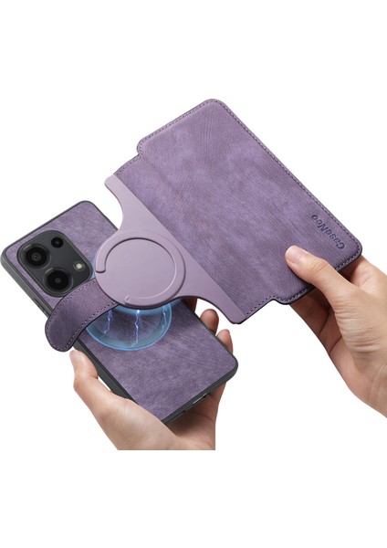 Xiaomi Redmi Için Not 13 Pro 5g Kılıf Caseneo Ayrılabilir Manyetik Rfıd Blok Deri Telefon Cüzdan Kapağı-Mor (Yurt Dışından)