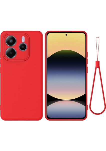 Xiaomi Redmi Note 14 5g Kılıf El Askılı Sıvı Silikon Telefon Arka Kapak-Kırmızı (Yurt Dışından)