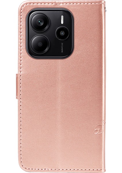 Xiaomi Redmi Için Not 14 4g (163.25X76.55X8.16MM) Pu Çiçek Desenli Cüzdan Halkalı Telefon Kılıfı Kapak-Gül Altın (Yurt Dışından) fırsatları