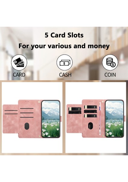 Xiaomi Redmi Note 14 Pro 5g/poco X7 5g Lale 5 Kart Yuvalı Cüzdan-Pembe (Yurt Dışından)
