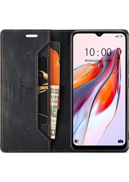 Xiaomi Redmi Için 12C 4g Autspace A01 Rfıd Engelleme Kart Tutucu ile Deri Stand Kapağı-Balck (Yurt Dışından) modelleri
