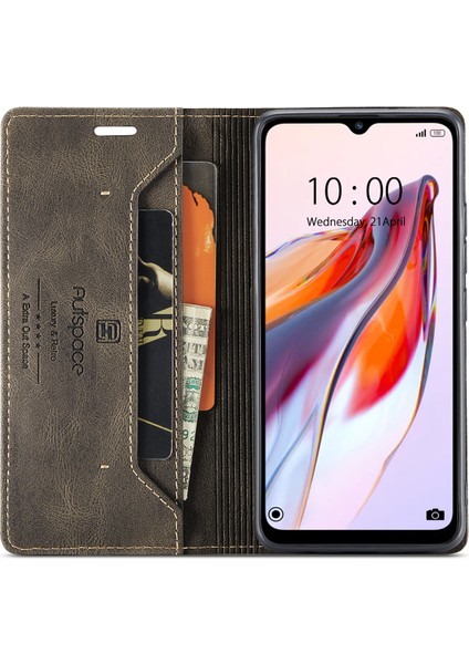 Xiaomi Redmi Için 12C 4g Autspace A01 Rfıd Engelleme Kart Tutucu-Kahve ile Deri Stand Kapağı (Yurt Dışından) fiyatları