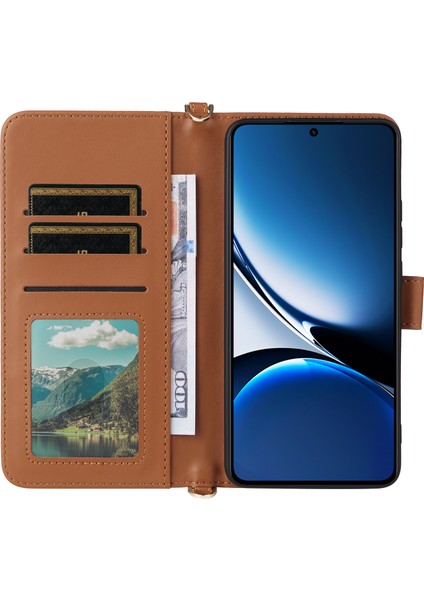 Xiaomi Poco X7 Pro 5g/redmi Turbo 4 5g Için Omuz Askılı Deri Telefon Kapağı-Kahverengi (Yurt Dışından) indirimleri