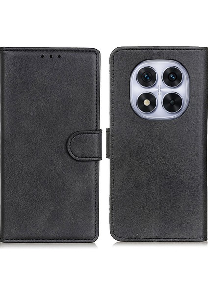 Xiaomi Redmi Için Not 14 Pro 5g/poco X7 5g Sığır Derisi Doku Deri Halkalı Telefon Kılıfı Kapak-Balck (Yurt Dışından)