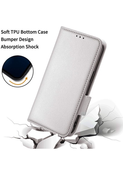 Xiaomi Poco X7 Pro 5g/redmi Turbo 4 5g Kılıf Litchi Doku Pu Deri Cüzdan Çevirme Telefon Kapağı-Beyaz (Yurt Dışından)