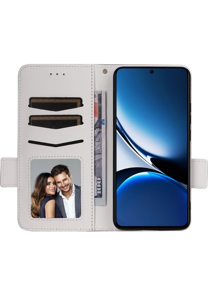 Xiaomi Poco X7 Pro 5g/redmi Turbo 4 5g Kılıf Litchi Doku Pu Deri Cüzdan Çevirme Telefon Kapağı-Beyaz (Yurt Dışından)