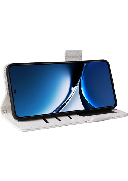 Xiaomi Poco X7 Pro 5g/redmi Turbo 4 5g Kılıf Litchi Doku Pu Deri Cüzdan Çevirme Telefon Kapağı-Beyaz (Yurt Dışından)