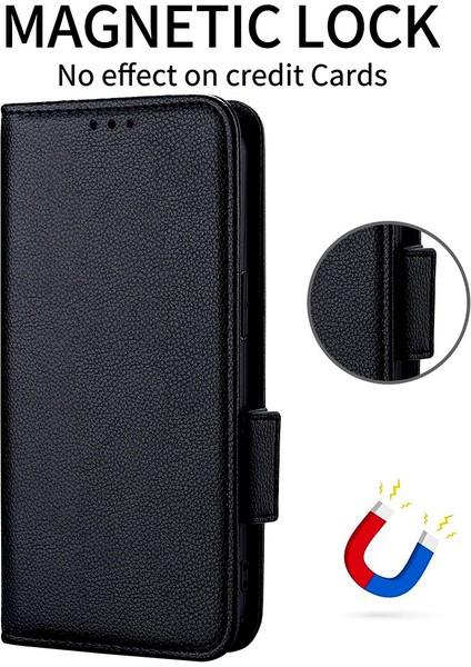 Xiaomi Poco X7 Pro 5g/redmi Turbo 4 5g Kılıf Litchi Doku Pu Deri Cüzdan Çevirme Telefon Kapağı-Balck (Yurt Dışından)