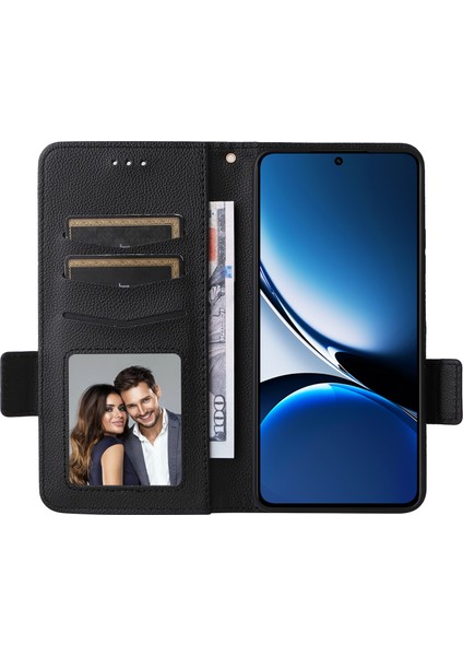 Xiaomi Poco X7 Pro 5g/redmi Turbo 4 5g Kılıf Litchi Doku Pu Deri Cüzdan Çevirme Telefon Kapağı-Balck (Yurt Dışından)