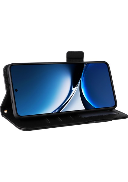 Xiaomi Poco X7 Pro 5g/redmi Turbo 4 5g Kılıf Litchi Doku Pu Deri Cüzdan Çevirme Telefon Kapağı-Balck (Yurt Dışından)
