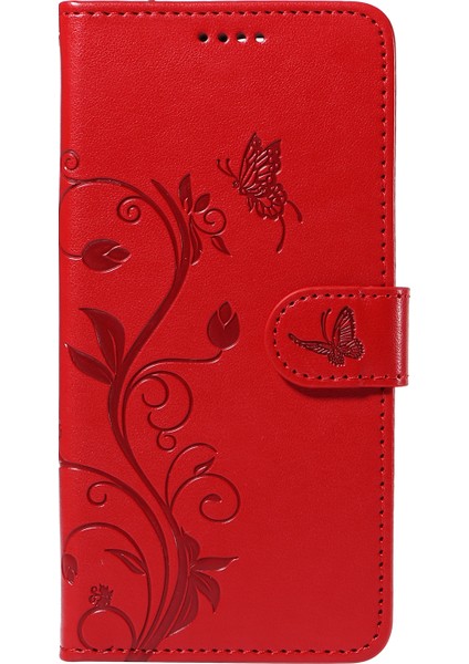 Xiaomi Redmi Note 14 4g (163.25X76.55X8.16MM) Pu Çiçek Desenli Cüzdan Standlı Telefon Kapağı-Kırmızı (Yurt Dışından) fiyatları