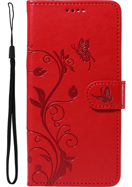 Xiaomi Redmi Note 14 4g (163.25X76.55X8.16MM) Pu Çiçek Desenli Cüzdan Standlı Telefon Kapağı-Kırmızı (Yurt Dışından) modelleri