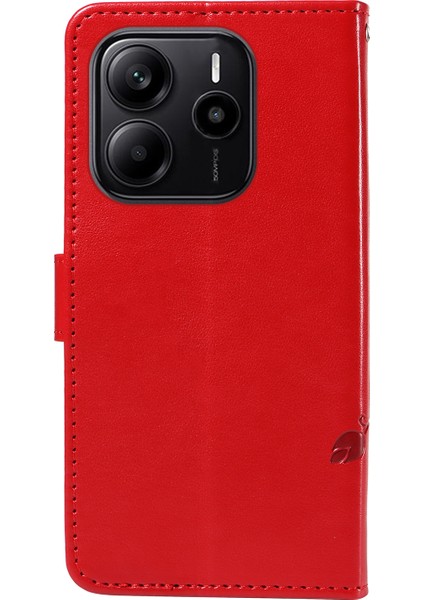 Xiaomi Redmi Note 14 4g (163.25X76.55X8.16MM) Pu Çiçek Desenli Cüzdan Standlı Telefon Kapağı-Kırmızı (Yurt Dışından) fırsatları