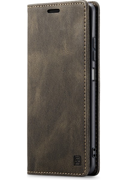 Xiaomi Redmi Için Not 13 5g Autspace A01 Rfıd Engelleme Kart Tutucu-Kahve ile Deri Stand Kapağı (Yurt Dışından)