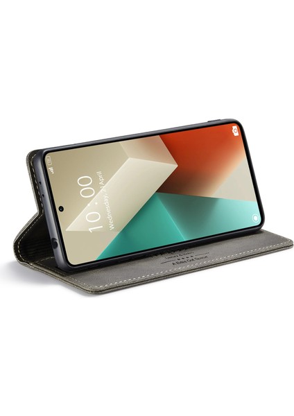 Xiaomi Redmi Için Not 13 5g Autspace A01 Rfıd Engelleme Kart Tutucu-Kahve ile Deri Stand Kapağı (Yurt Dışından)