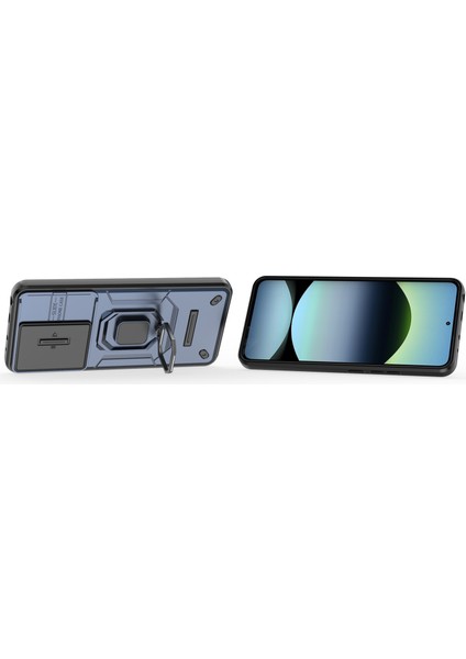 Xiaomi Redmi Note 14 4g (163.25X76.55X8.16MM) Kılıf Pc+Tpu Kickstand Telefon Koruyucusu Lens Kapaklı-Mavi (Yurt Dışından)