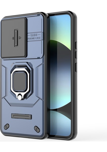 Xiaomi Redmi Note 14 4g (163.25X76.55X8.16MM) Kılıf Pc+Tpu Kickstand Telefon Koruyucusu Lens Kapaklı-Mavi (Yurt Dışından)