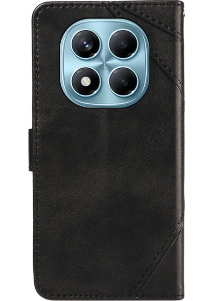 Xiaomi Redmi Note 14 Pro 4g Geometrik Çizgi Tasarımlı Cüzdan Bilek Kayışı-Siyah (Yurt Dışından)