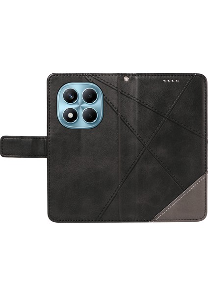 Xiaomi Redmi Note 14 Pro 4g Geometrik Çizgi Tasarımlı Cüzdan Bilek Kayışı-Siyah (Yurt Dışından)