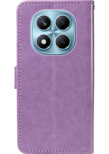 Xiaomi Redmi Note 14 Pro 4g Deri Kedi Arı Desen Standı-Mor Için (Yurt Dışından)