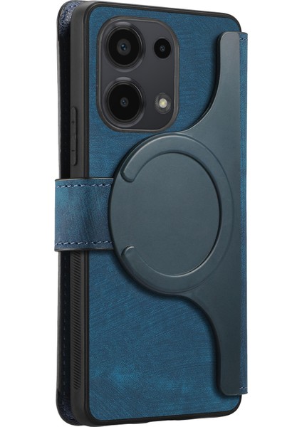 Xiaomi Redmi Için Not 13 Pro 5g Kılıf Caseneo Ayrılabilir Manyetik Rfıd Blok Deri Telefon Cüzdan Kapak-Koyu Mavi (Yurt Dışından)