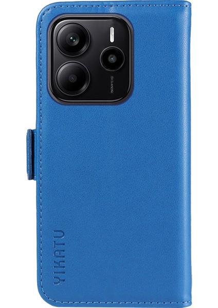 Xiaomi Redmi Note 14 4g (163.25X76.55X8.16MM) Cüzdan Yıkatu YK-003 Deri Stand Kapağı-Gök Mavisi (Yurt Dışından)