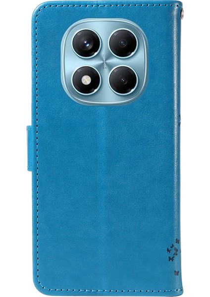 Xiaomi Redmi Note 14 Pro 4g Standlı Kedi Ağacı Desenli Deri Cüzdan Mobil Kapak-Mavi (Yurt Dışından)