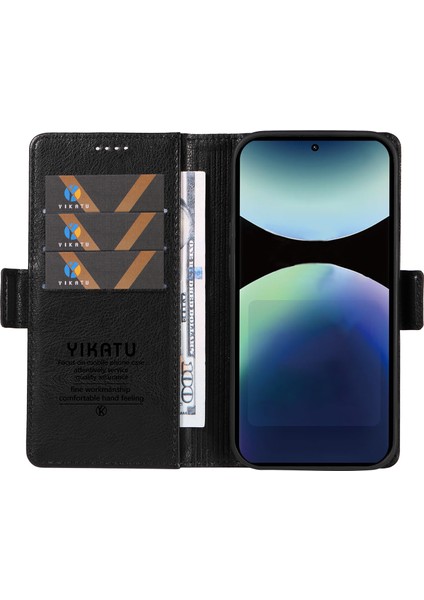 Xiaomi Redmi Için Not 14 Pro 4g Kılıf Yıkatu YK-007 Litchi Doku Pu Deri Cüzdan Telefon Kapağı-Balck (Yurt Dışından)