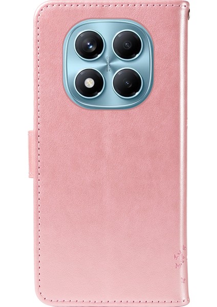 Xiaomi Redmi Note 14 Pro 4g Standlı Kedi Ağacı Desenli Deri Cüzdan Mobil Kapak-Gül Altın (Yurt Dışından)