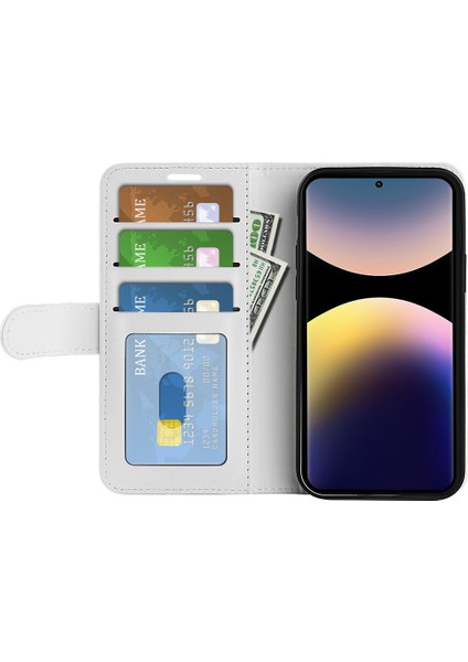 Xiaomi Redmi Note 14 Pro 4g Crazy Horse Doku Standı Deri Telefon Kapağı-Beyaz (Yurt Dışından)