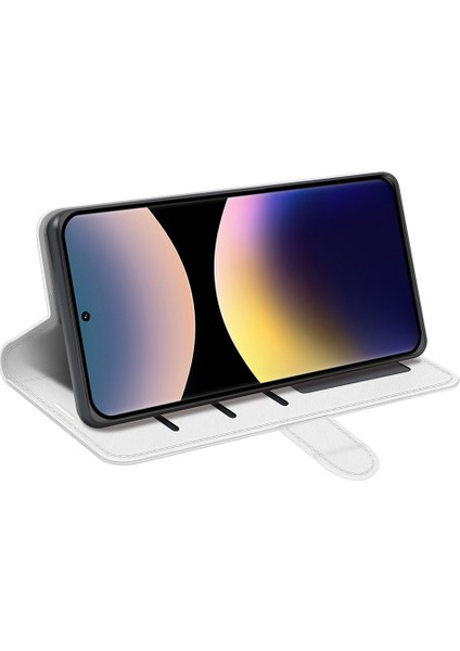 Xiaomi Redmi Note 14 Pro 4g Crazy Horse Doku Standı Deri Telefon Kapağı-Beyaz (Yurt Dışından)