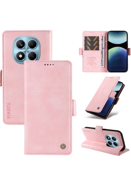 Xiaomi Redmi Için Not 14 Pro 4g Kılıf Yıkatu YK-007 Litchi Doku Pu Deri Cüzdan Telefon Kapağı-Pembe (Yurt Dışından)