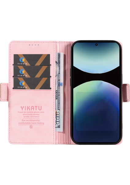 Xiaomi Redmi Için Not 14 Pro 4g Kılıf Yıkatu YK-007 Litchi Doku Pu Deri Cüzdan Telefon Kapağı-Pembe (Yurt Dışından)