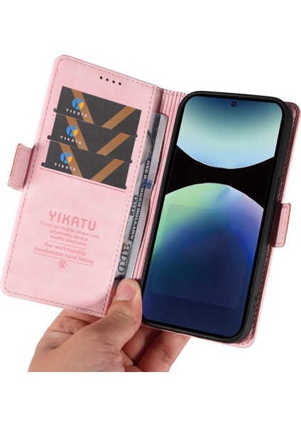 Xiaomi Redmi Için Not 14 Pro 4g Kılıf Yıkatu YK-007 Litchi Doku Pu Deri Cüzdan Telefon Kapağı-Pembe (Yurt Dışından)