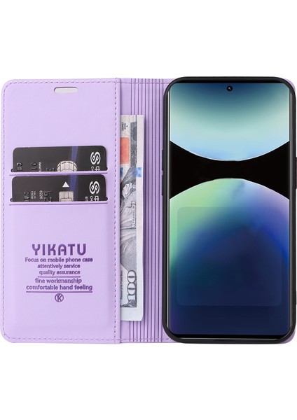 Xiaomi Redmi Note 14 Pro 4g Yıkatu YK-001 Standlı Pu Deri - Açık Mor (Yurt Dışından)