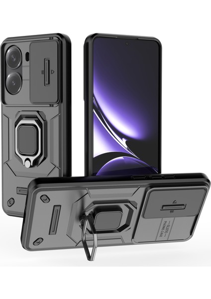 Xiaomi Poco X7 Pro 5g/redmi Turbo 4 5g Kılıf Pc + Tpu Kickstand Telefon Koruyucusu Lens Kapağı-Balck (Yurt Dışından)