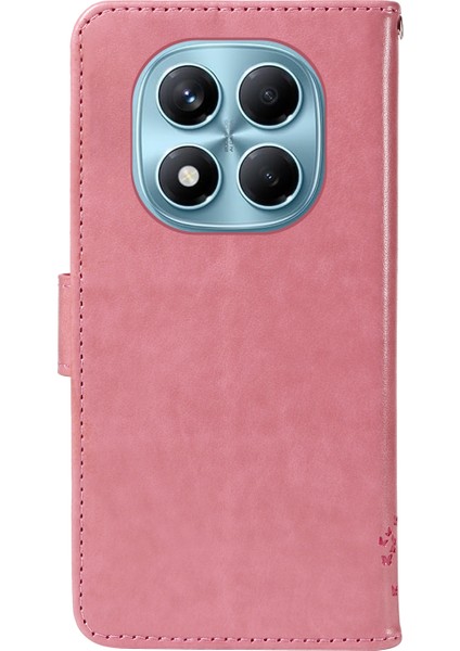 Xiaomi Redmi Note 14 Pro 4g Standlı Kedi Ağacı Desenli Deri Cüzdan Mobil Kapak-Pembe (Yurt Dışından)