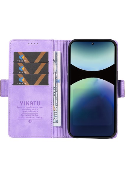 Xiaomi Redmi Için Not 14 Pro 4g Kılıf Yıkatu YK-007 Litchi Doku Pu Deri Cüzdan Telefon Kapağı-Mor (Yurt Dışından)