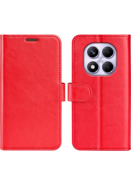 Xiaomi Redmi Note 14 Pro 4g Crazy Horse Doku Standı Deri Telefon Kapağı-Kırmızı (Yurt Dışından)