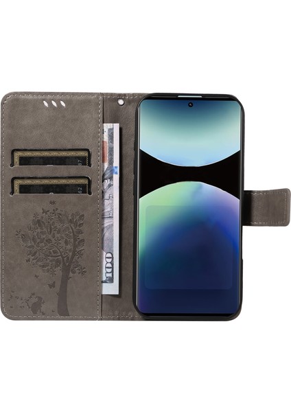 Xiaomi Redmi Note 14 Pro 4g Standlı Kedi Ağacı Desenli Deri Cüzdan Mobil Kapak-Gri (Yurt Dışından) fırsatları
